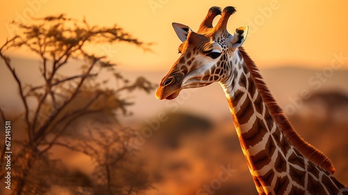 Giraffe within the wild nature