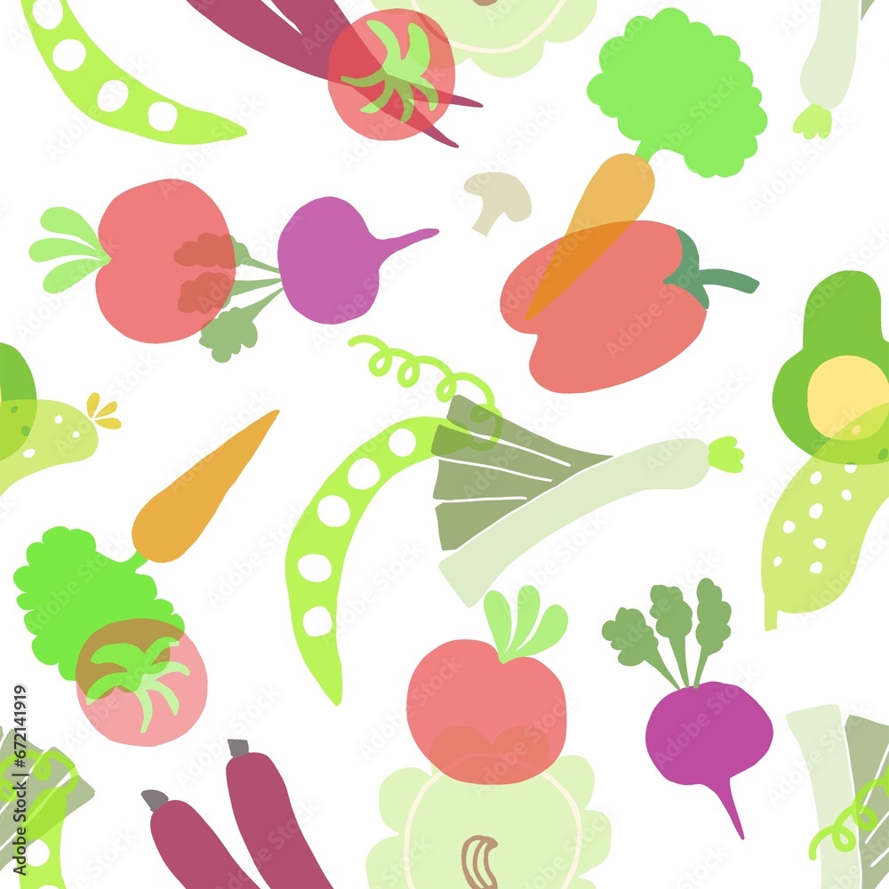 Bright vegetables pattern, flat illustration, seamless pattern Bright vegetables pattern, flat illustration, seamless pattern
