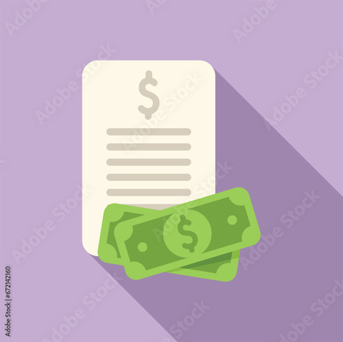 Cash bank paper icon flat vector. Finance payment. Coin dollar change