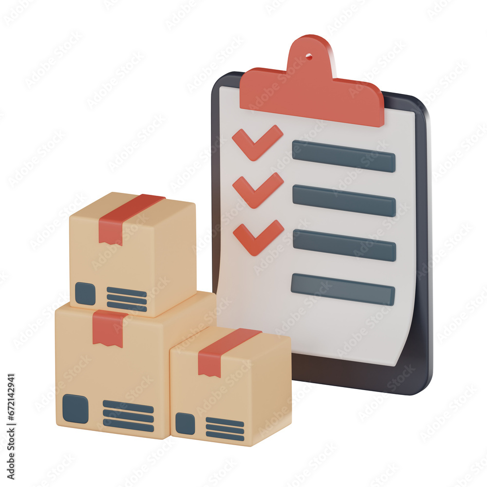 Logistics list checklist icon 3D render.