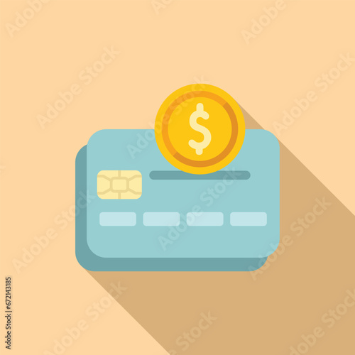 Bank credit card money icon flat vector. Finance coin stack. Stock funds