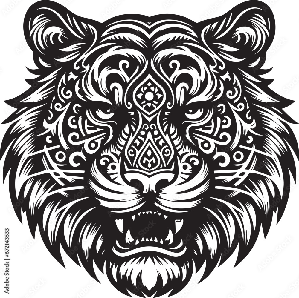 Tiger Heads Silhouette SVG Shapes Of Tigers Illustration