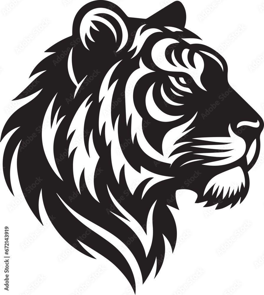 Tiger Heads Silhouette SVG Shapes Of Tigers Illustration