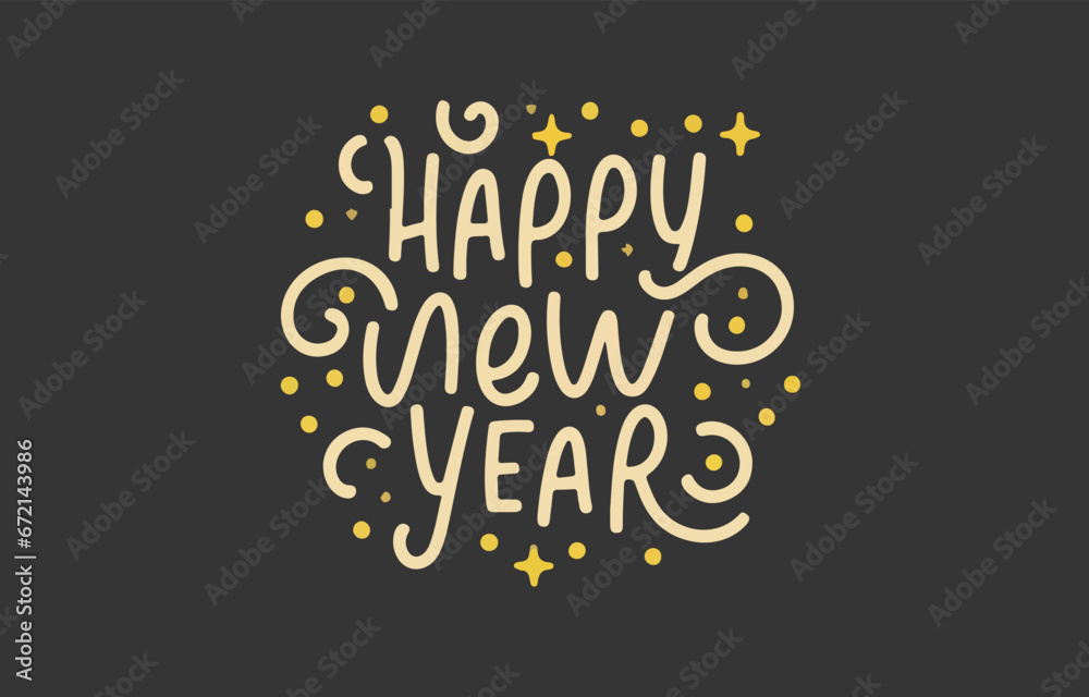 happy new year background with calligraphic lettering card greeting illustrations  - obrazy, fototapety, plakaty 