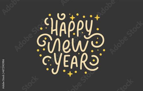 happy new year background with calligraphic lettering card greeting illustrations 