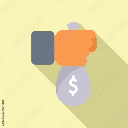 Take money bag icon flat vector. Currency atm safe. Business finance