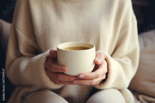 Woman holding a cup of hot cocoa