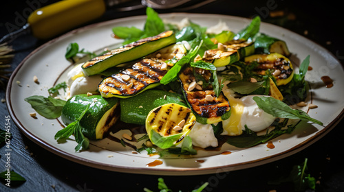 Salad with grilled courgette