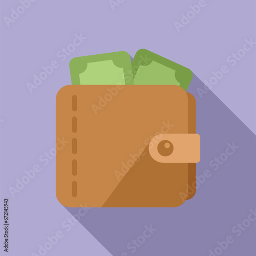 Full wallet of cash icon flat vector. Payment stack. Paper safe