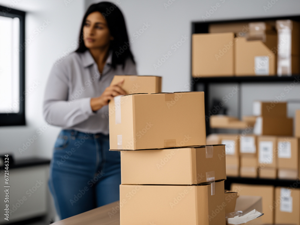 donna lavoro, scatoloni negozio magazzino pacchi e-commerce donna lavoro, scatoloni negozio magazzino pacchi e-commerce