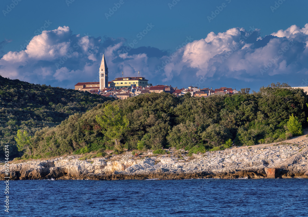 Vrsar on Istria in Croatia. a typical medieval in the adriatic region. famous travel destination.