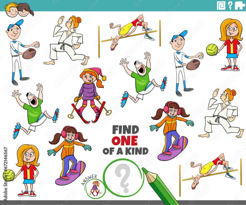 one of a kind game with funny cartoon sports and people