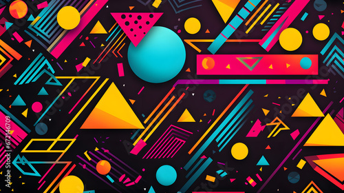 A nostalgic wallpaper inspired by the '80s and '90s, with neon colors and geometric patterns that bring back the spirit of those decades.