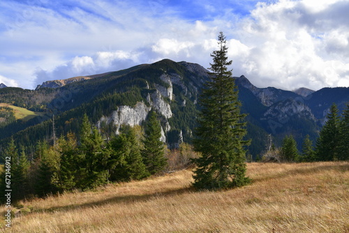 Góry, Tatry Zachodnie, Dolina Chochołowska, szlak pieszy, jesień, Małopolska, Polska, krajobraz, 