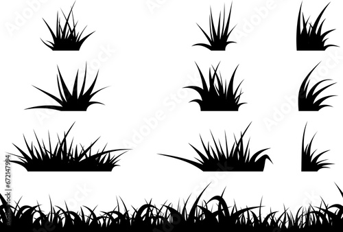 Grass silhouette set. Weed collection. 