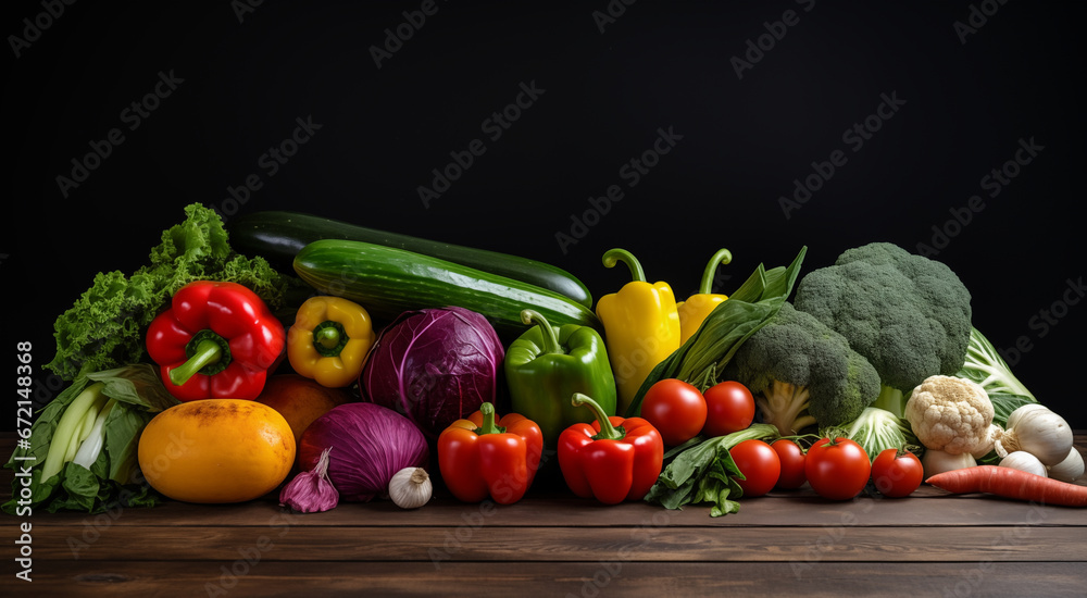 fresh organic vegetables on black wood background fresh organic vegetables on black wood background