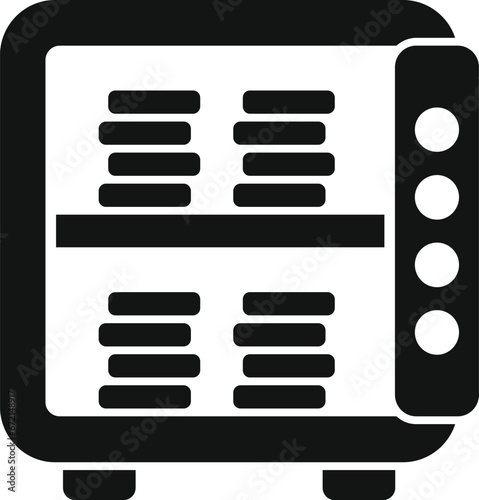 Open home money safe icon simple vector. Finance funds. Sign card change