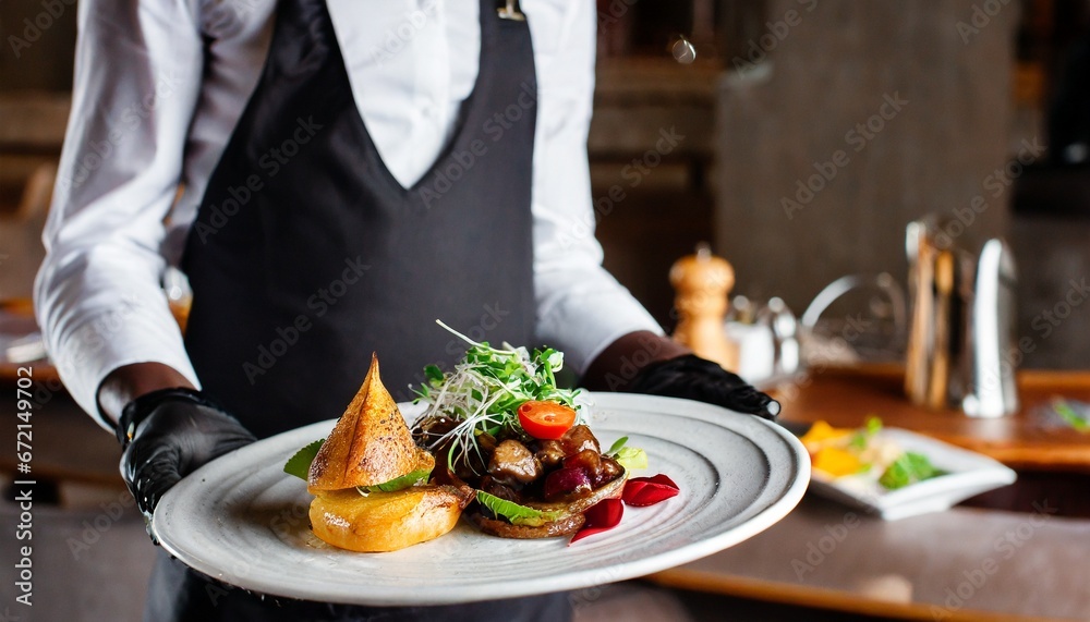 waiter serving food, Food Stylist's Touch: Elevating Restaurant Presentations waiter serving food, Food Stylist's Touch: Elevating Restaurant Presentations