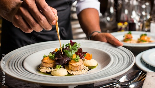 chef preparing food, Artistry in Cuisine: Modern Food Stylist at Work