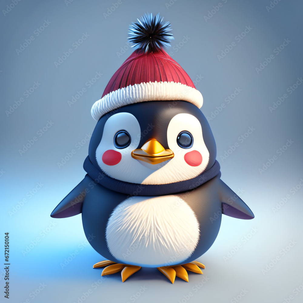 Naklejka premium christmas penguin with santa hat
