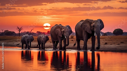 Scene with group of elephants