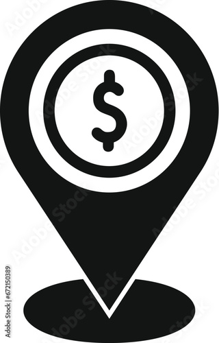 Coin money location icon simple vector. Sign change cash. Change atm