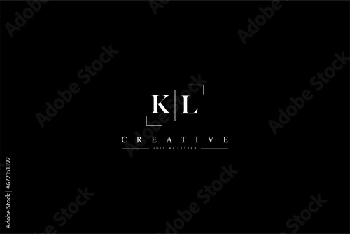minimalist KL initial logo with simple vertical stroke line in black