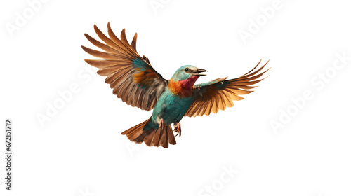 colorful bird flying isolated on background © carballo