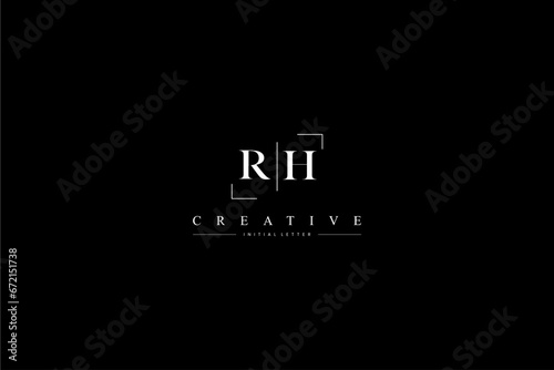minimalist RH initial logo with simple vertical stroke line in black