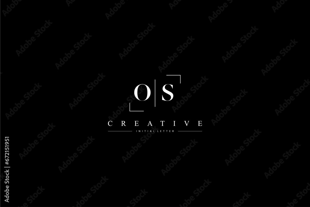 minimalist OS initial logo with simple vertical stroke line in black - obrazy, fototapety, plakaty 