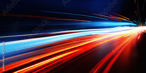 Rush of Twilight: Streaks of Speed. Speed light trails, Colorful glowing swirls. Generative AI