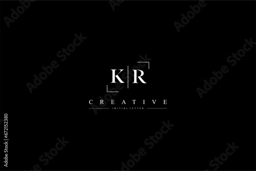 minimalist KR initial logo with simple vertical stroke line in black photo