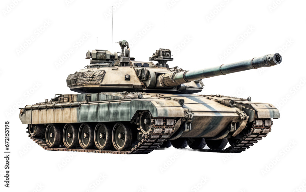Metal Behemoth Exploring the Power of a Tank on White or PNG Transparent Background.