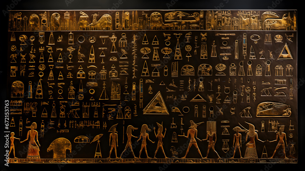 ancient egyptian hieroglyphics - obrazy, fototapety, plakaty 