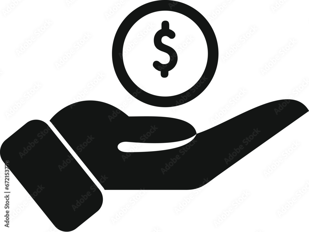 Care money coin hand icon simple vector. Investment credit. App business coin Care money coin hand icon simple vector. Investment credit. App business coin
