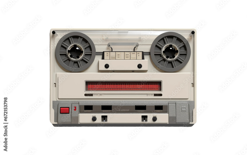 Obraz premium Vintage Soundscapes Unveiling the Charm of Cassette Players on White or PNG Transparent Background.