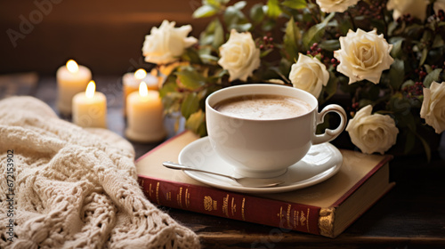 A cup of coffee and a book