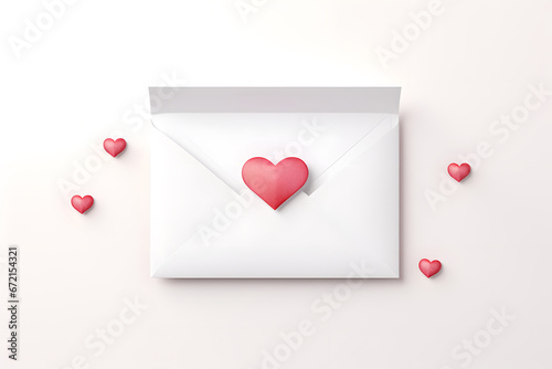 An envelope with a heart-shaped seal on white background