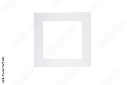 White square paper frame isolated transparent png. Minimalist style home decor. Cardboard picture edging