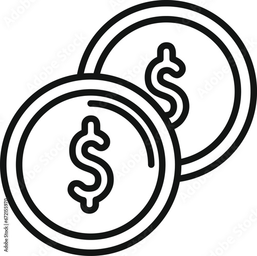 Gold coins money icon outline vector. Payment card change. Credit wallet