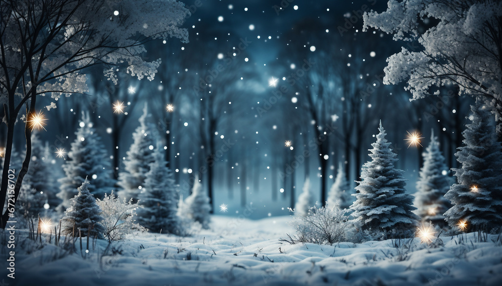 Snow and lights in the Christmas night Snow and lights in the Christmas night