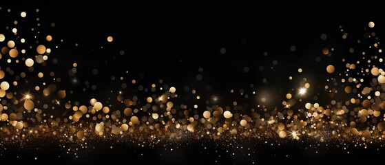 Gold glitter and confetti on black background for Christmas celebration - festive vector illustration