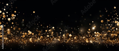 Gold glitter and confetti on black background for Christmas celebration - festive vector illustration