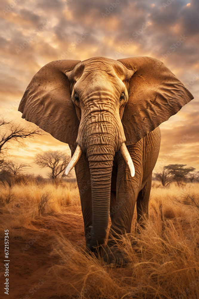 african elephant in the savanna
