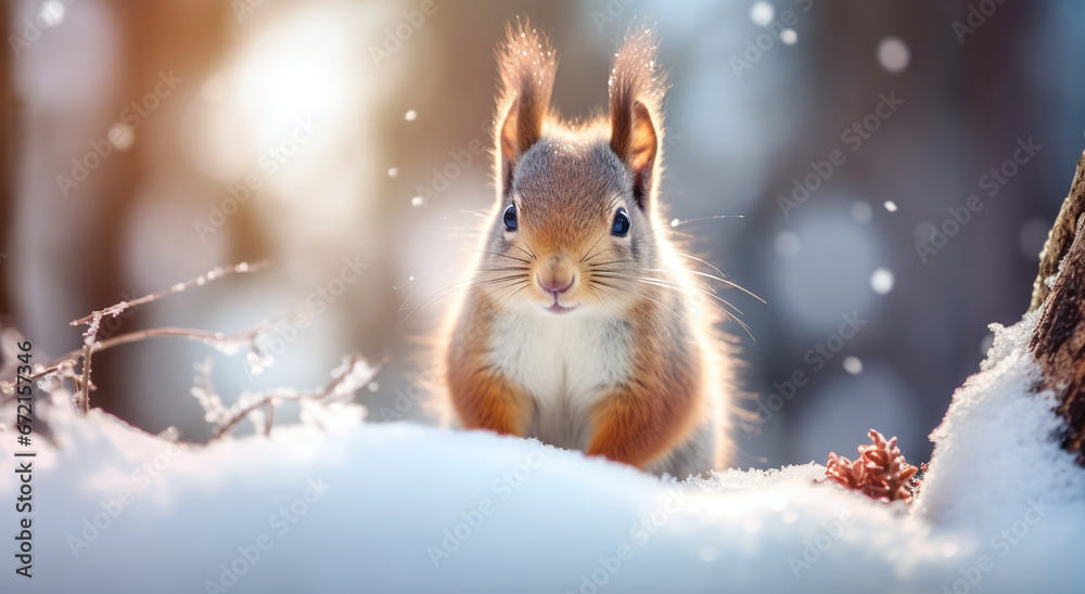 squirrel in the snow squirrel in the snow