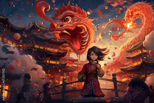 Chinese New Year. Chinese Dragon symbol of 2024