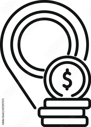 Cash stack location icon outline vector. Card exchange money. Online credit