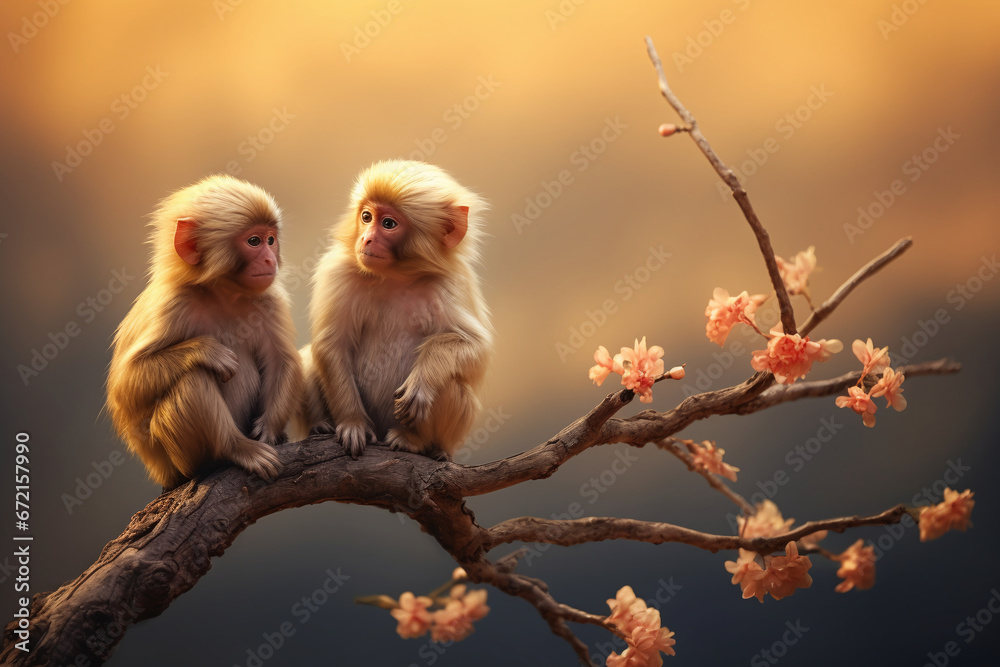 Naklejka premium monkeys in the tree