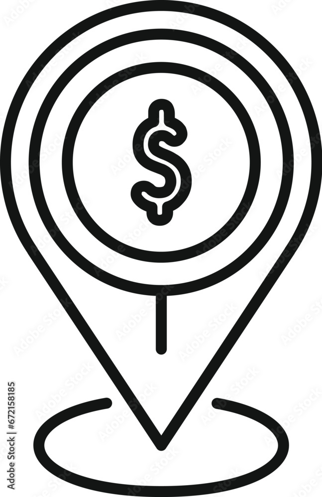 Coin money location icon outline vector. Sign change cash. Change atm Coin money location icon outline vector. Sign change cash. Change atm
