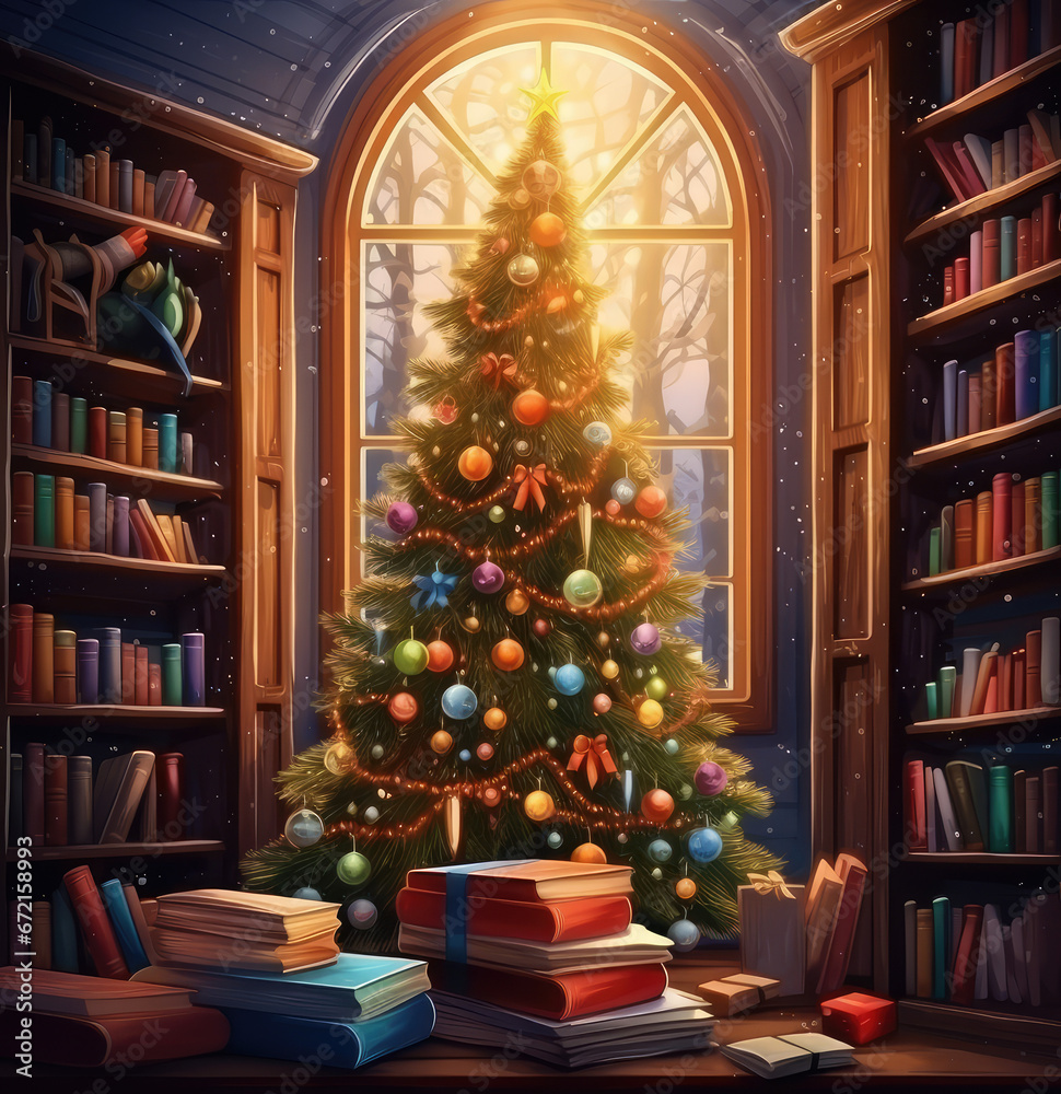 Decorated Christmas tree in the house with boxes of gifts under it. Christmas atmosphere until New Year Decorated Christmas tree in the house with boxes of gifts under it. Christmas atmosphere until New Year